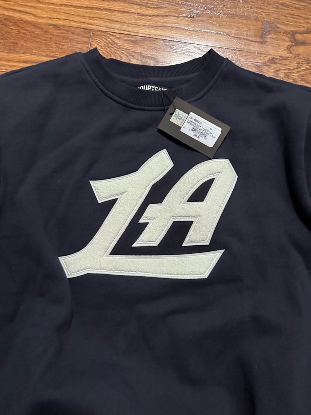 Navy Crewneck with White 'LA' on the chest
